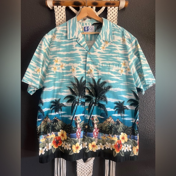 Vintage RJC Hawaiian Shirt XL Hula Girl Short Sleeve Cotton Button Down - Picture 1 of 5